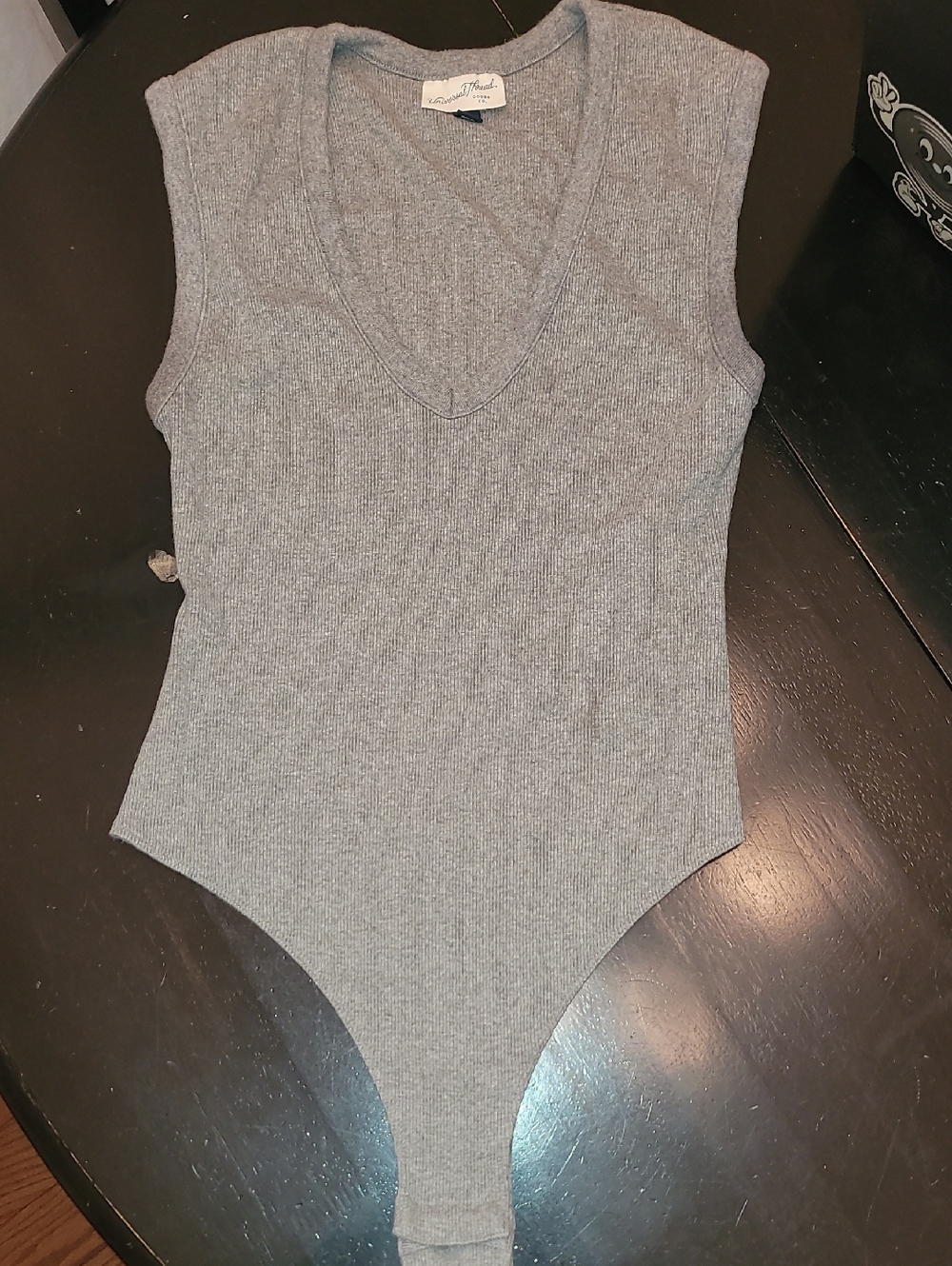 Universal Thread Heather Gray Ribbed V-Neck Bodysuit